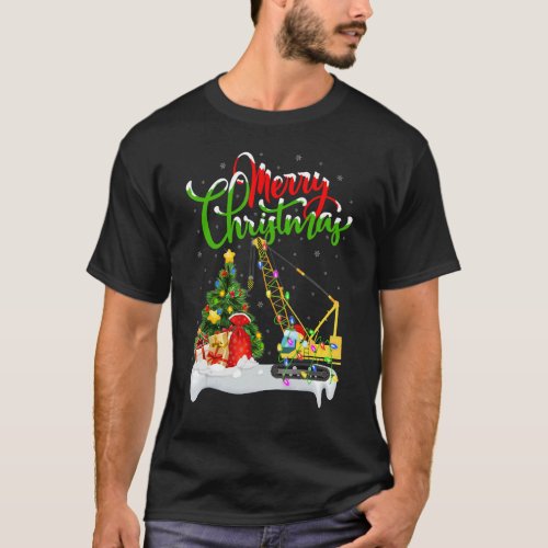 Crane Machine Xmas Decorations Santa Crane Christm T_Shirt