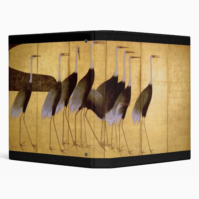 Crane, Ogata Korin Japanese Fine Art 3 Ring Binder (Background)