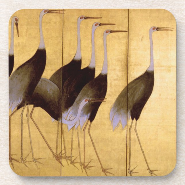 Crane, Ogata Korin Japanese Fine Art Coaster (Front)