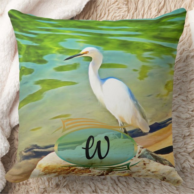 Crane On The Mismaloya River 0335 Throw Pillow (Creator Uploaded)