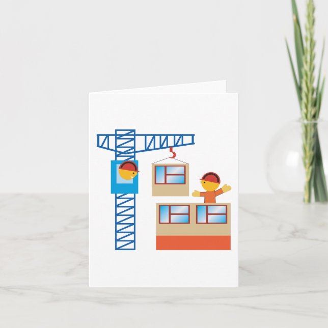 Crane Operator And Construction Worker Card (Front)