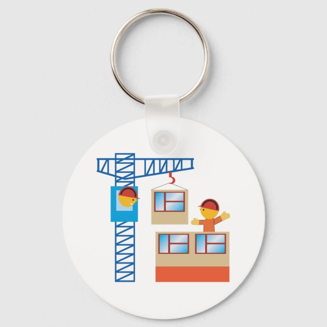 Crane Operator And Construction Worker Keychain (Front)