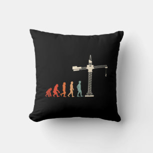 Crane Operator Crane Evolution Construction Worker Throw Pillow