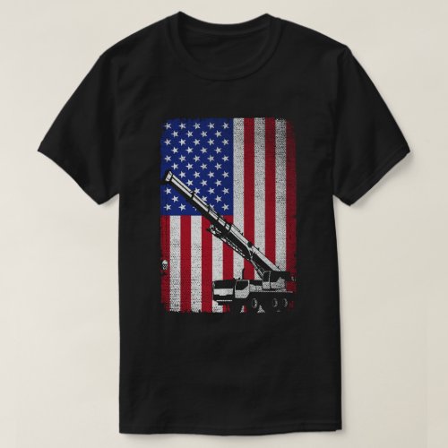Crane Operator Heavy Machinery Usa American Flag  T_Shirt