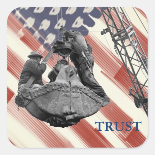Crane Operator Northwest Crane USA Flag Trust Square Sticker