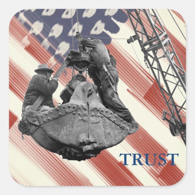 Crane Operator Northwest Crane USA Flag Trust Square Sticker (Front)