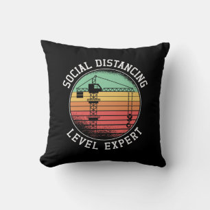 Crane Operator Social Distance Level Expert Retro Throw Pillow