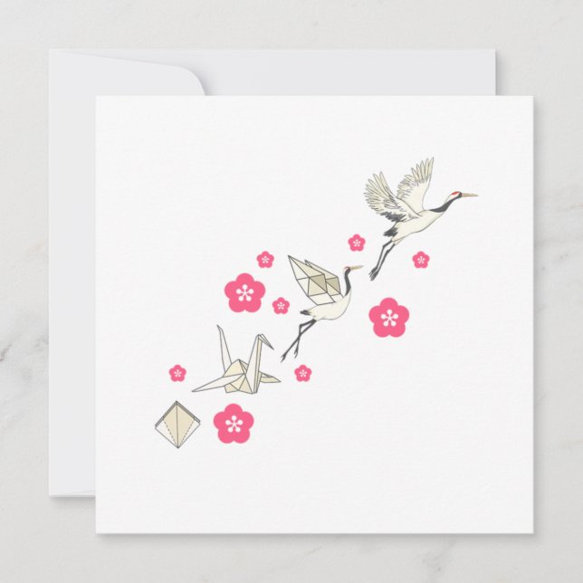 Crane Origami Japanese Culture Bird Watching Gift Invitation (Front)