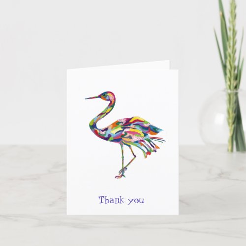 Crane Original Watercolor Whimsical Thank You Card