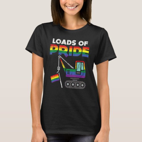 Crane Rainbow Gay Flag Loads Of Pride Lgbtq Truck  T_Shirt