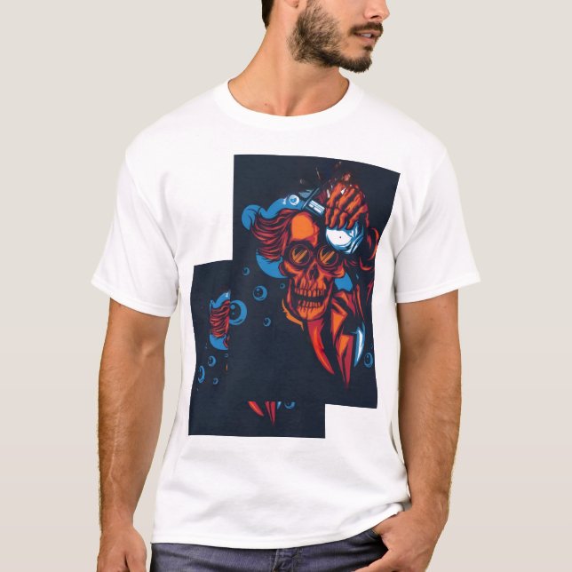 🔥 Crâne rouge artistique – Design de feu 🔥 T-Shirt (Front)