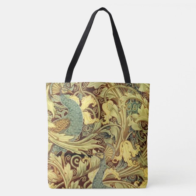Crane’s Art Nouveau Peacock Garden Tote Bag (Front)