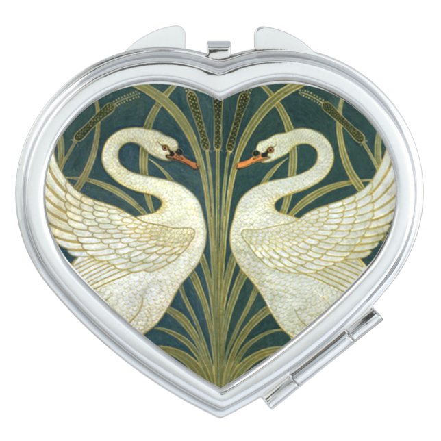 Crane’s Art Nouveau Swans Mirror For Makeup (Front)