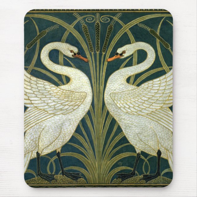 Crane’s Art Nouveau Swans Mouse Pad (Front)