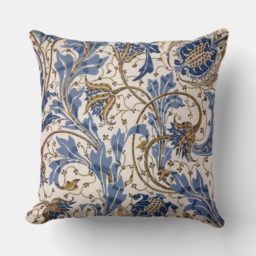 Craneâs Pomegranate and Teazle in Blue Throw Pillow