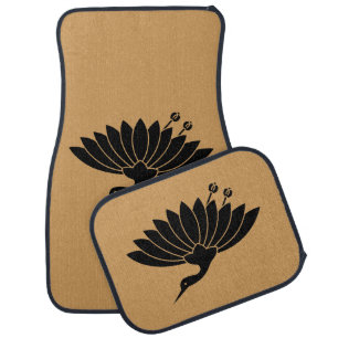 Crane-shaped chrysanthemum car floor mat