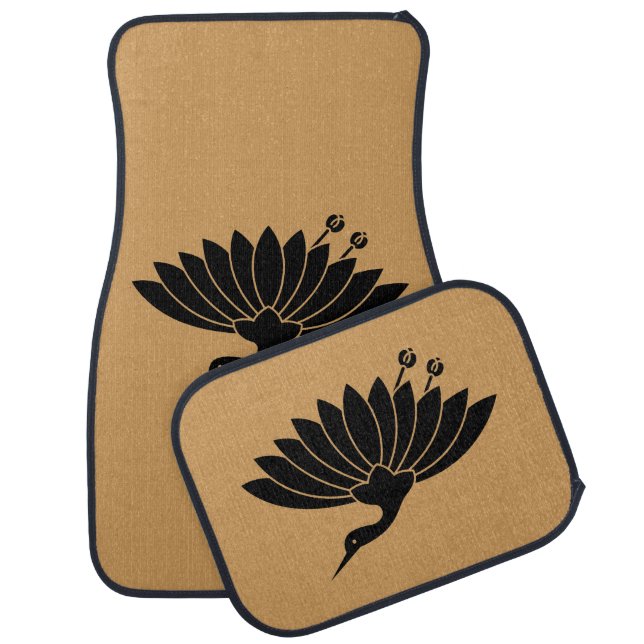 Crane-shaped chrysanthemum car floor mat (Set)