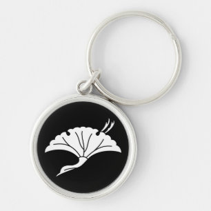 Crane-shaped ginkgo leaf keychain