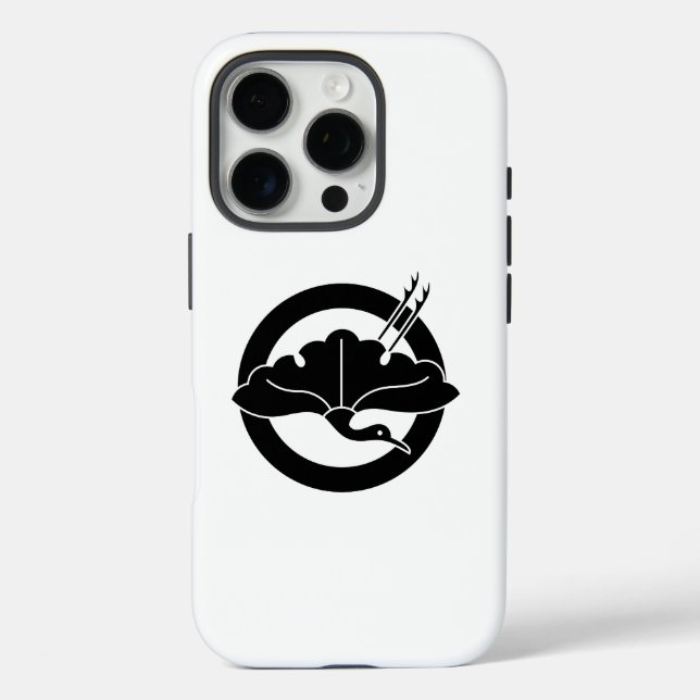 Crane-shaped ginkgo leaf on circle Case-Mate iPhone case (Back)