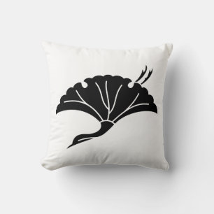 Crane-shaped ginkgo leaf throw pillow