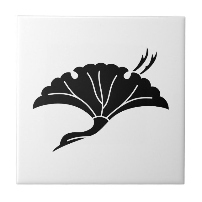 Crane-shaped ginkgo leaf tile (Front)