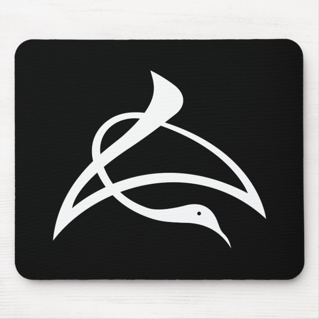 Crane-shaped kanji characters for Cho Mouse Pad (Front)