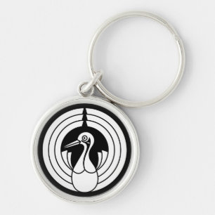Crane-shaped noshi circle keychain