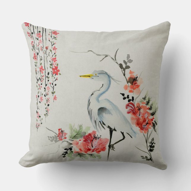 Crane Throw Pillow (Front)