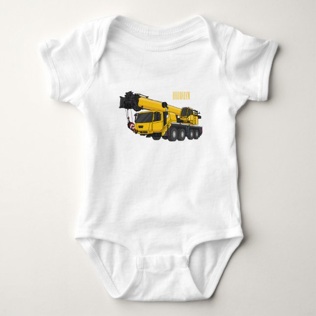 Crane truck cartoon illustration baby bodysuit (Front)