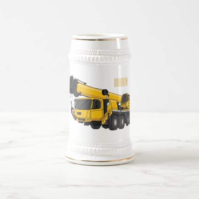 Crane truck cartoon illustration beer stein (Center)