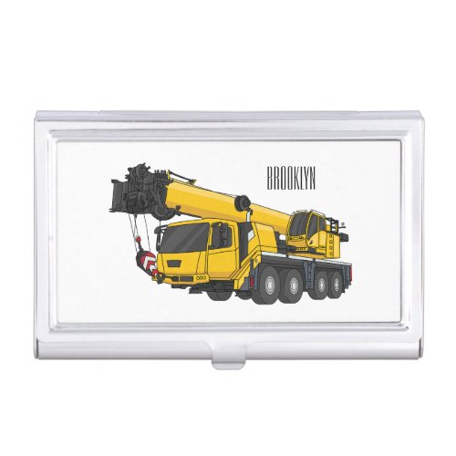Crane truck cartoon illustration business card case