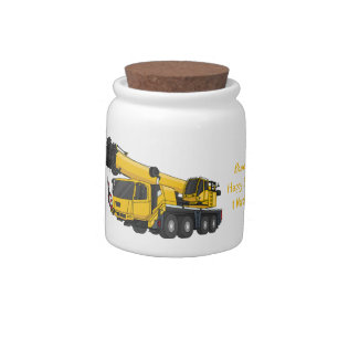 Crane truck cartoon illustration candy jar