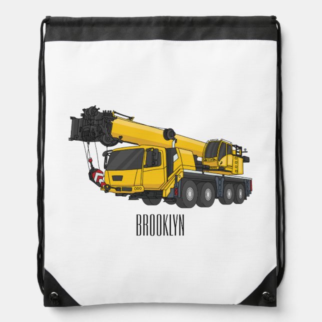 Crane truck cartoon illustration drawstring bag (Front)