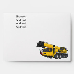 Crane truck cartoon illustration envelope