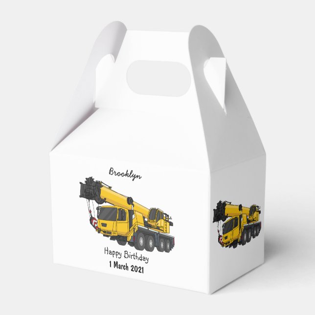 Crane truck cartoon illustration favor boxes (Front Side)