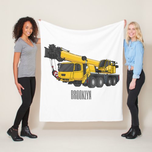 Crane truck cartoon illustration fleece blanket