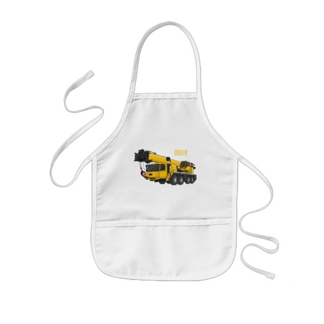 Crane truck cartoon illustration kids' apron (Front)