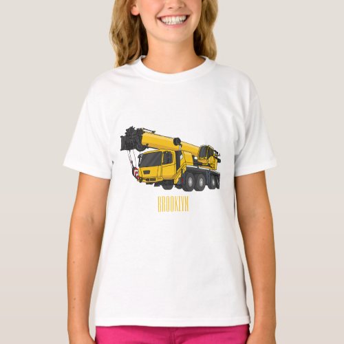 Crane truck cartoon illustration kids apron T_Shirt