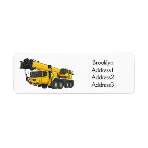 Crane truck cartoon illustration label