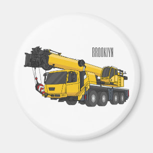 Crane truck cartoon illustration magnet