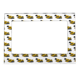 Crane truck cartoon illustration magnetic frame