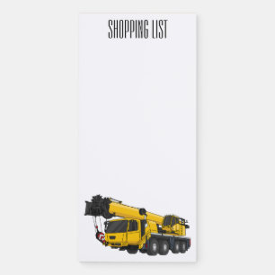 Crane truck cartoon illustration magnetic notepad