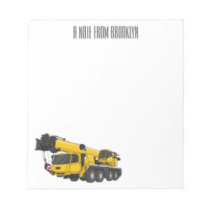 Crane truck cartoon illustration notepad