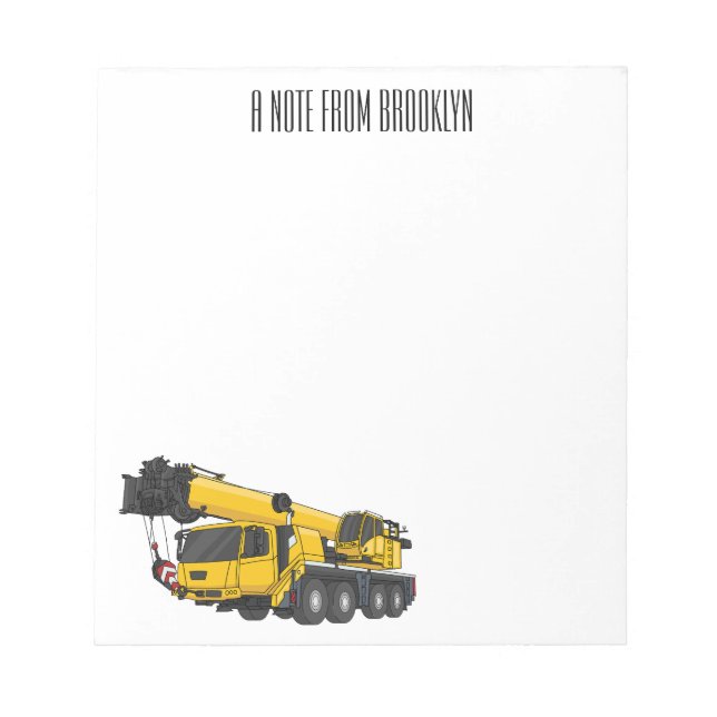 Crane truck cartoon illustration notepad (Front)