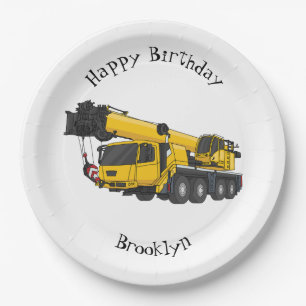 Crane truck cartoon illustration paper plates