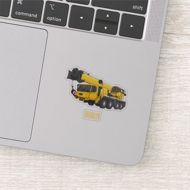 Crane truck cartoon illustration sticker (Detail)