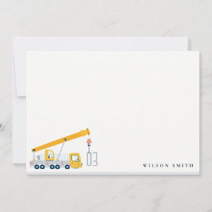 Crane Truck Construction Vehicle Kids Birthday Note Card