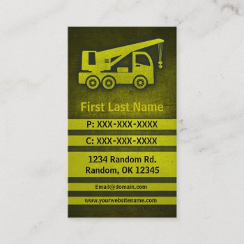 Crane Truck Grunge Custom Construction Cards by ProfessionalOffice at Zazzle