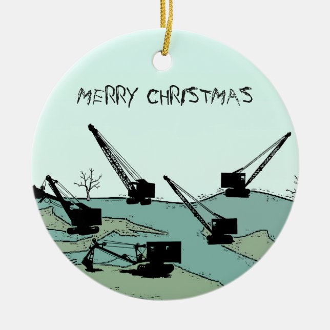Cranes and Shovels Operating Engineer Crane Op Ceramic Ornament (Front)