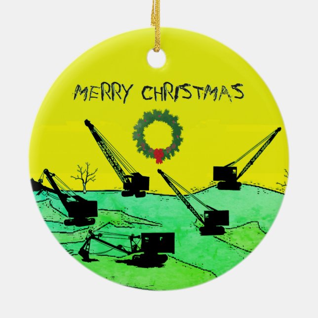 Cranes and Shovels Operating Engineer Crane Op Ceramic Ornament (Back)